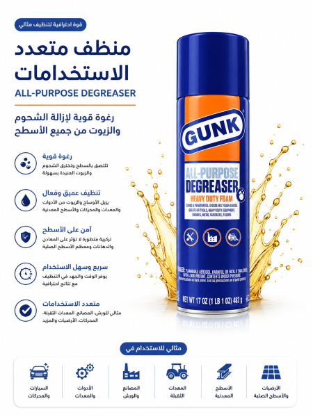 مزيل الشحوم متعدد الأغراض Gunk Heavy Duty Foam All-Purpose