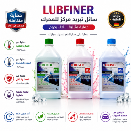 سائل تبريد مانع التجمد لمحركات السيارات LUBFINER Engine Coolant