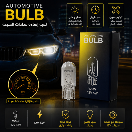 لمبة إضاءة لعدادات السرعة والتابلو للسيارة W1.2W
